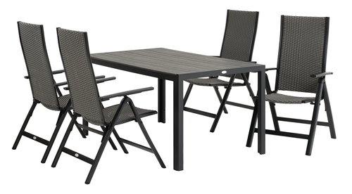 PINDSTRUP L150 table + 4 UGLEV chair grey