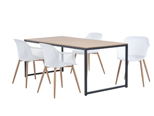 DAGSVAD L190 table natural + 4 VANTORE chair white