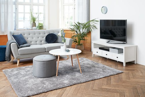 TV bench NORDBY 3 drawers white