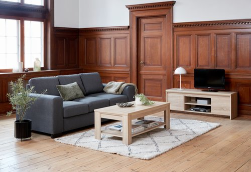 TV bench HASLUND 2 doors oak