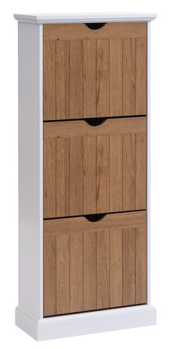 Shoe cabinet OLDEKROG 3 compartments white/oak