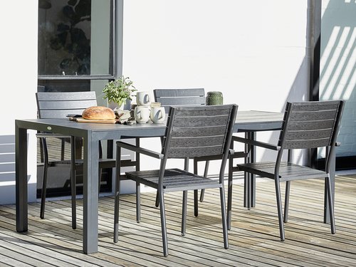 MADERUP L205 table + 4 PADHOLM chair black