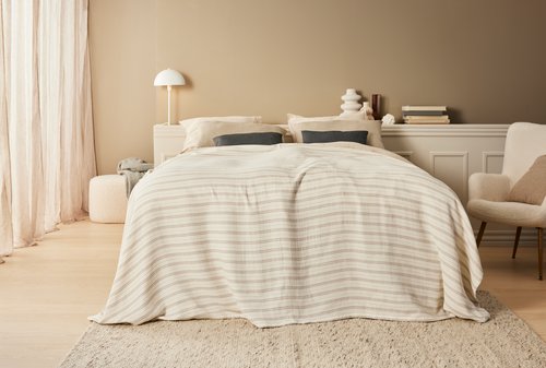 Bed throw VINTEREG 240x260 beige/grey