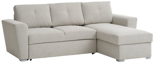 Sofa bed chaise longue VEJLBY light sand fabric