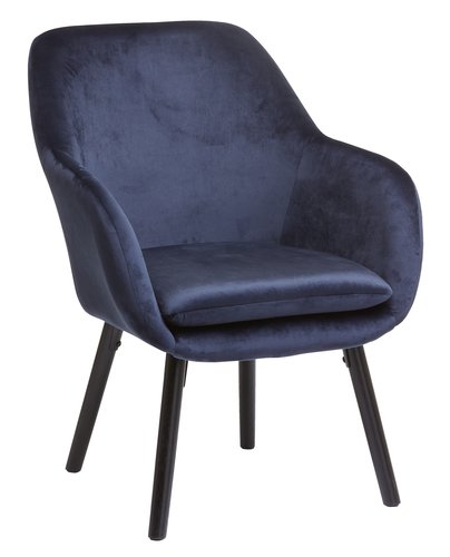 Armchair UDSBJERG blue velvet/black