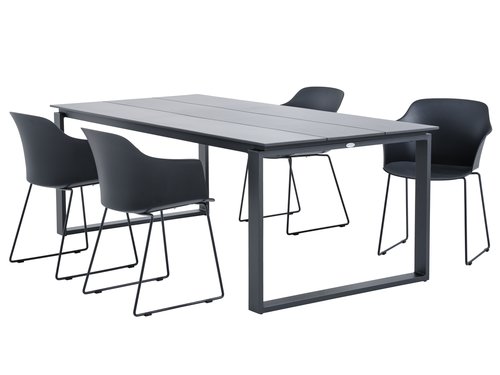 KOPERVIK L215 table grey + 4 SANDVED chair black