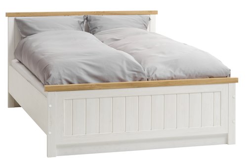 Bed frame MARKSKEL Super King oak/white
