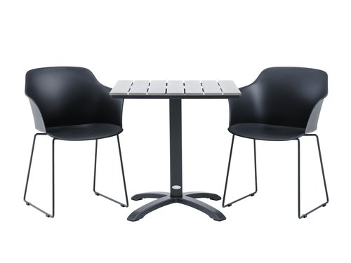 HOBRO L70 table grey + 2 SANDVED chair black