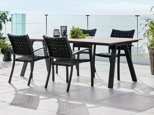 FAUSING L220 table natural + 4 JEKSEN chair black