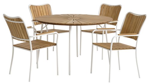 Garden table BASTRUP D120 hardwood/white