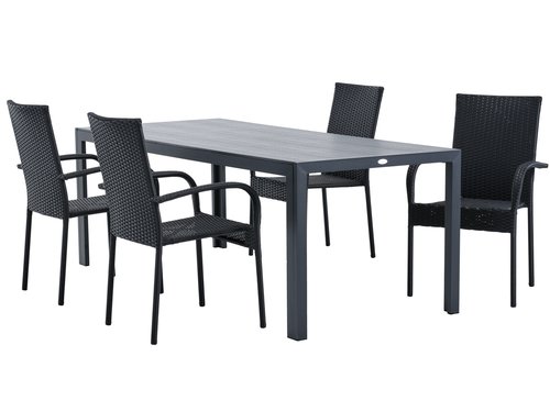 MADERUP L205 table + 4 GUDHJEM chair black