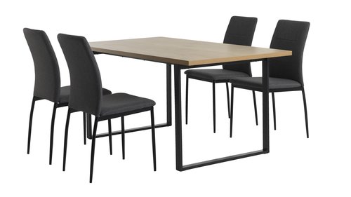 AABENRAA L160 table oak + 4 TRUSTRUP chairs grey
