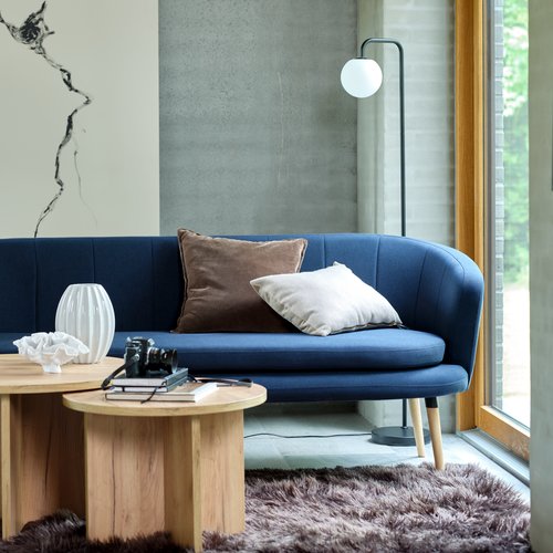 Sofa GISTRUP 2 seater dark blue fabric