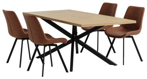NORTOFT L200 table oak + 4 HYGUM chairs cognac