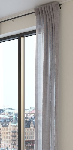 Curtain UNNEN 1x140x300 linen-look grey