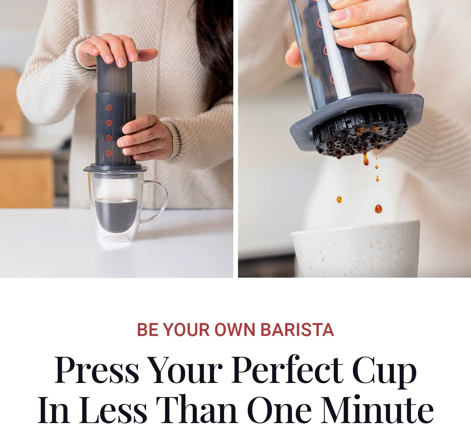 Original Coffee and Espresso Maker, Barista Level Portable Coffee Maker with Chamber, Plunger, and Filters, Quick Coffee and Espresso Maker, Made in USA