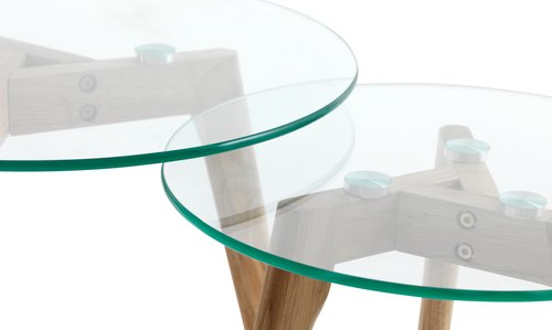 Nest of tables FALSLED D50/40 glass/oak 2 pcs