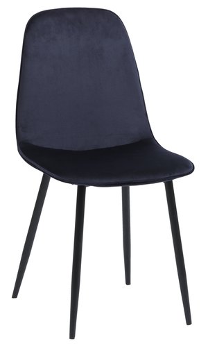 Dining chair BISTRUP velvet dark blue/black