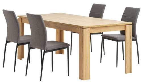 LINTRUP L190/280 table oak + 4 TRUSTRUP chairs grey