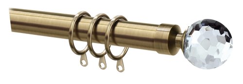 Curtain pole PRESTINE CRYSTAL 120-210cm antique brass
