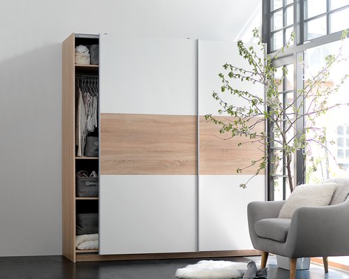 Wardrobe SATTRUP 201x219 white/oak