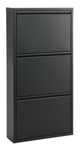 Shoe cabinet HALLENSLEV 3 compartments black