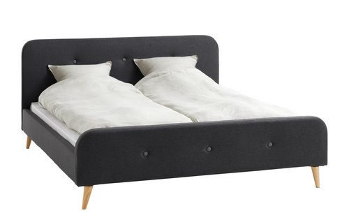 Bed frame KONGSBERG King grey fabric