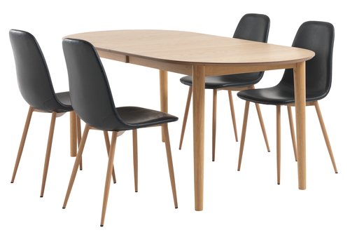 EGENS L190/270 table oak + 4 JONSTRUP black/oak