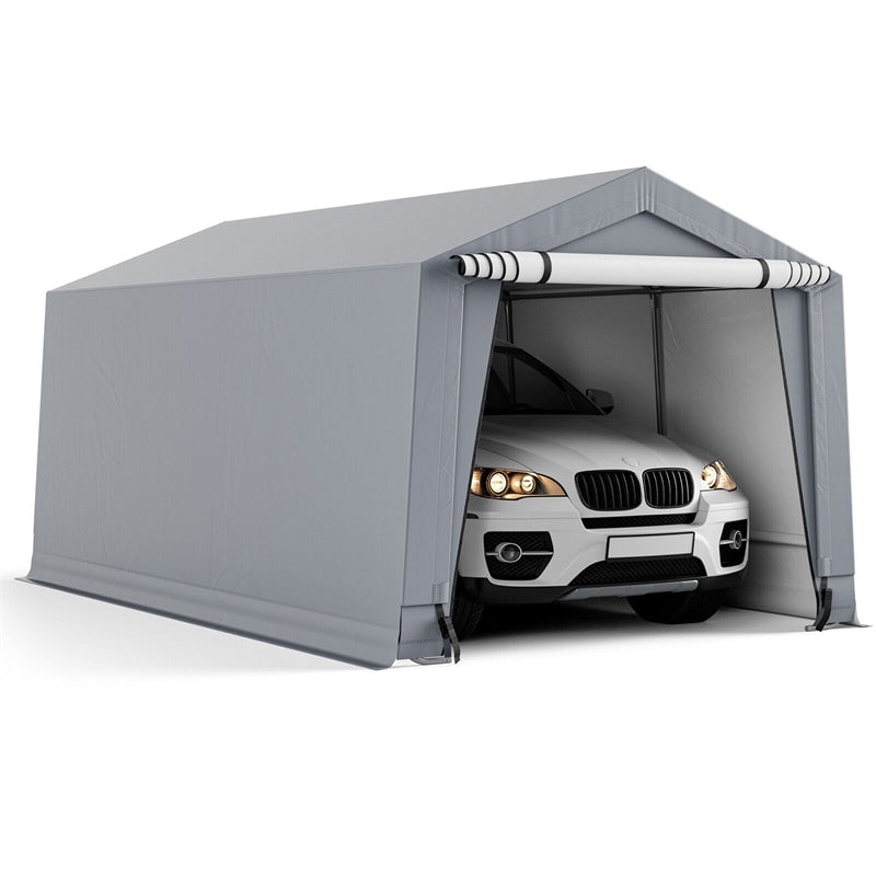 10' x 16' Heavy-Duty Outdoor Carport Car Canopy Shelter Portable Metal Garage with 2 Removable Doors