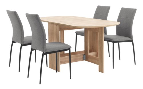 OBLING L100/163 table oak + 4 UK TRUSTRUP chairs grey