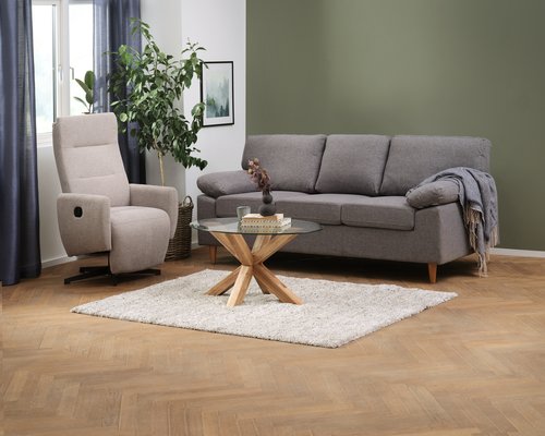 Coffee table AGERBY 60x100 glass/oak