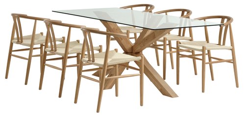 AGERBY L190 table oak + 4 GUDERUP chairs oak/natural