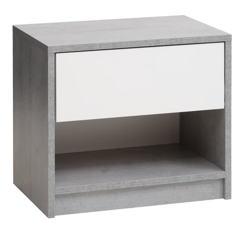 Bedside table BILLUND white/concrete