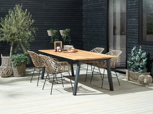 BARSMARK L210 table teak + 4 ILDERHUSE chair natural