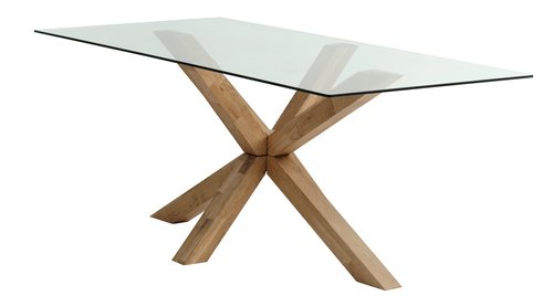 Dining table AGERBY 90x190 glass/oak