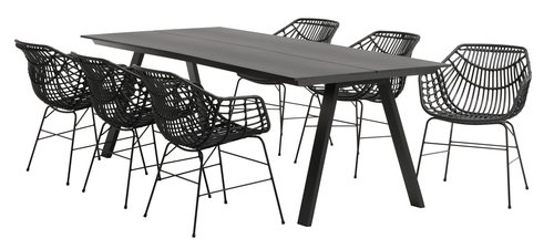 FAUSING L220 table + 4 ILDERHUSE chair black