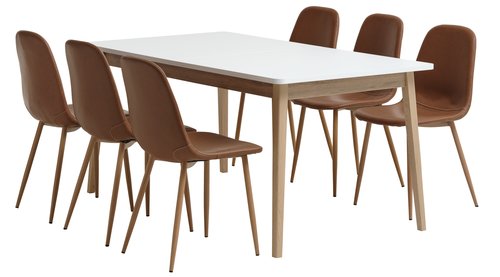 GAMMELGAB L160/200 table + 4 JONSTRUP cognac/oak