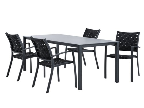 LANGET L207 table + 4 JEKSEN chair black