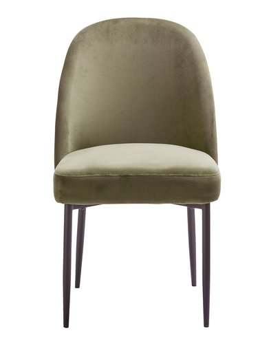 Dining chair VASBY velvet olive/black
