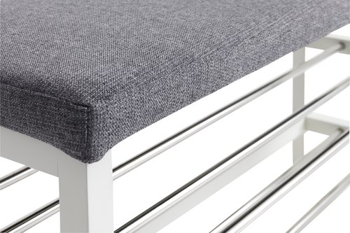 Bench EGESKOV with shoe shelves steel/white