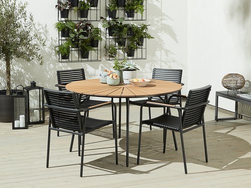 RANGSTRUP D130 table natural/black + 4 NABE chair black