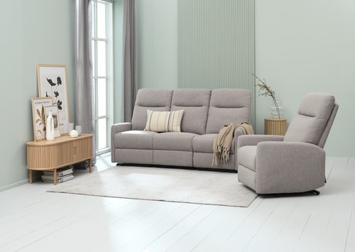 Sofa VONSILD 3-seater electric reclining light grey