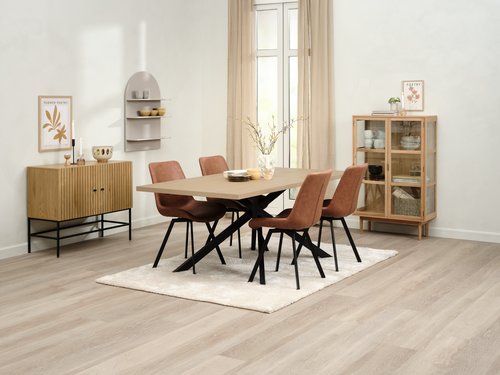 Dining table NORTOFT 95x200 wild oak colour/black