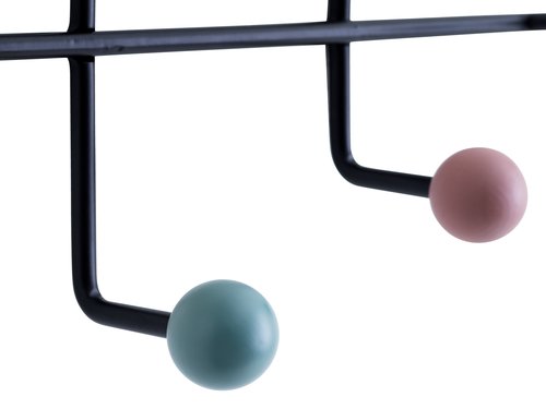 Coat rack GAMBY 6 coloured hooks/black