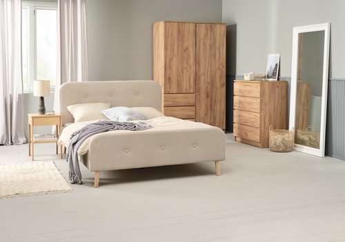 Bed frame KONGSBERG King beige fabric