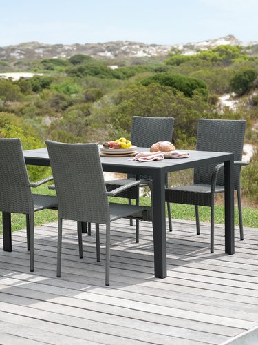 PINDSTRUP L150 table + 4 GUDHJEM chair grey