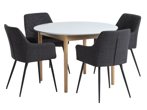 MARSTRAND D110 table white + 4 PURHUS chairs grey