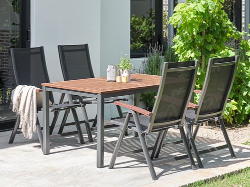 YTTRUP L150 table hardwood + 4 LIMHAMN chair grey