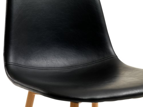 Dining chair JONSTRUP black faux leather/oak colour
