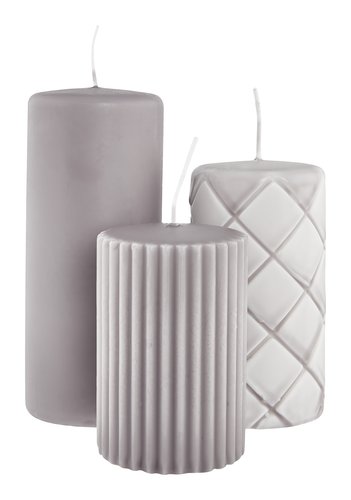 Pillar candle ALFRED grey set of 3